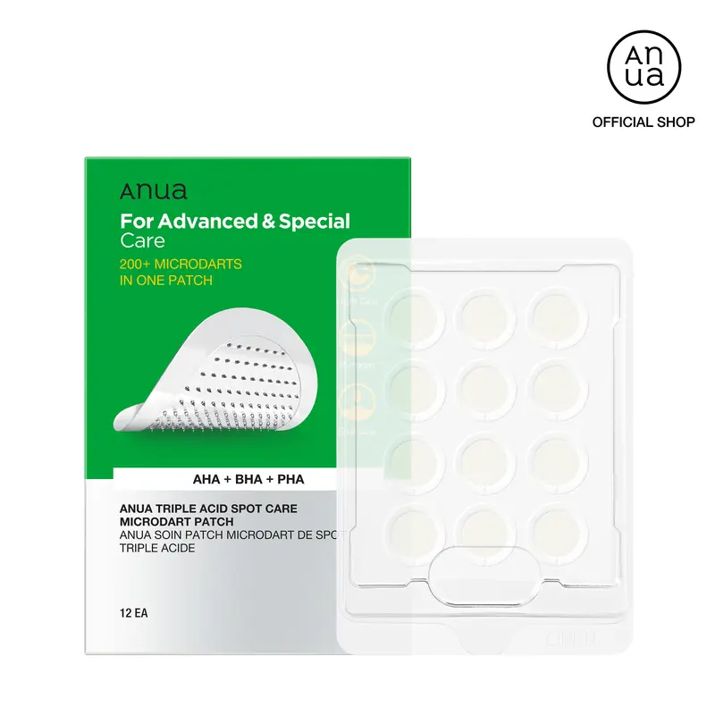 [Anua Official Shop] Triple Acid Spot Care Microdart Patch (12EA) ｜spot care, AHA, BHA, PHA, Centella, Hydrocolloid Patch, korean skincare, non-comedogenic, acne calming, sensitive skin, soothing, gentle, acne-safe, gentle exfoliant