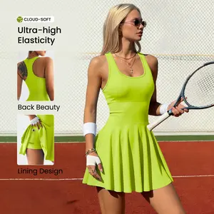 TCVC Women's Solid Sports Tank Dress, Casual Sporty Sleeveless Bodycon Dress for Yoga Gym Workout Exercise, Activewear,Sleeveless Tennis Dress, Gym Workout Clothes, Sleeveless Athletic Dress,Tennis Attire, Sporty Chic Dress active spring