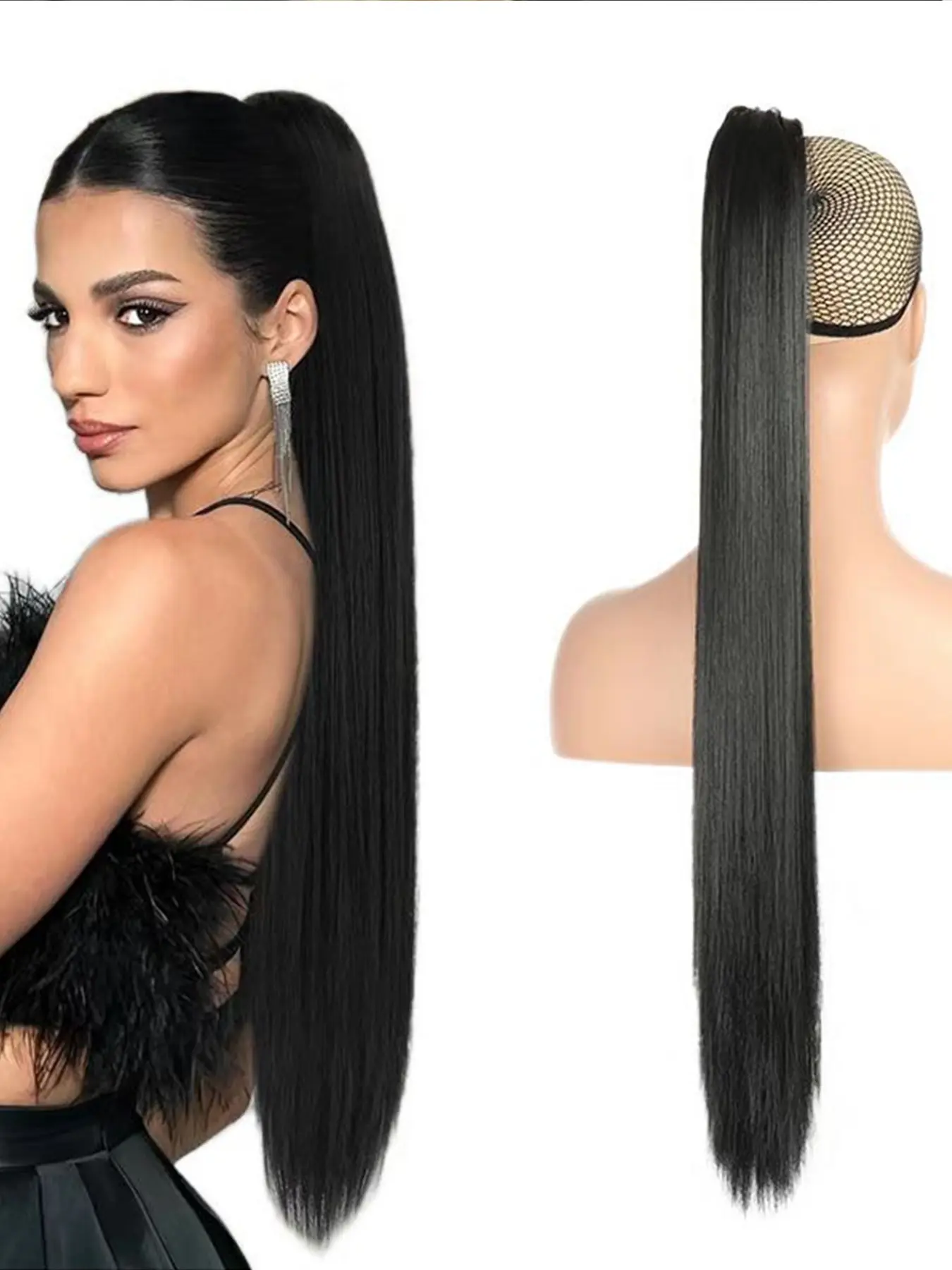 Ponytail Extension,26" Claw Clip in Ponytail Hair Extensions, Long Straight Hair Clip Extensions for Women, Fluffy Natural Looking Synthetic Fiber Extensions Hairpiece for Daily Use, Synthetic Hair Pieces, Straight Synthetic Hairpieces