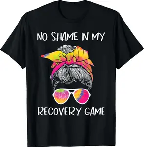 No Shame In My Recovery Game - Sobriety AA NA Anniversary Casual Short Sleeve Cotton T-Shirt