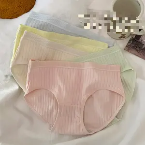 5 Pack Women Ribbed Underwear Soft Breathable Mid Rise Briefs All Day Comfort Seamless Underpants