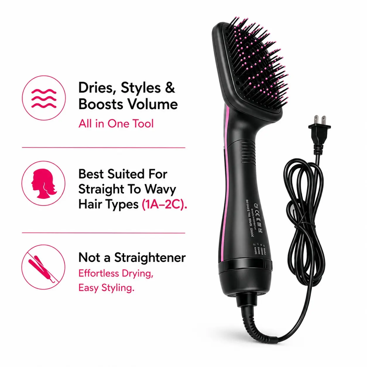 2 in 1 Hair Dryer Brush, Negative Ion Hair Dryer Brush, Hot Air Brush, Hair Styling Tool for Women & Girls, Hairdressing Tool, Hair Dryer Blower, Blow Dryer Comb
