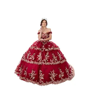72006-XB Off-the-Shoulder quinceanera dress with Intricate Butterflies 3D Flowers 3-Layer Tiered Skirt Long Train for Special Occasions