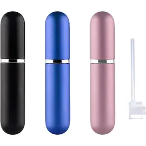 Travel Refillable Perfume Atomisers, 5ML, 3 Pcs Mini Portable Spray Bottles, Round Tube Set With 1 Flat Separated Tool, for Home Business Trip