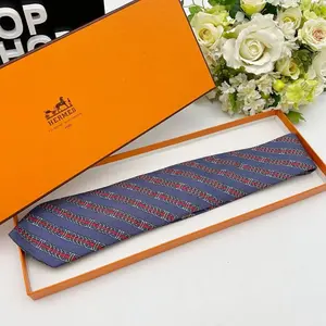 Pre-owned HERMÈS As Shown Shoulder Bags Hermes Paris Silk Tie Buckle Chain Stripe Pattern he6501cc