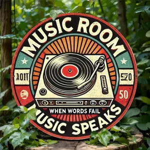 Music Room Sign, Vintage Vinyl Record Design Wall Decor, Wall Hanging Decor for Home Living Room Bedroom, Home Decor, Room Decor