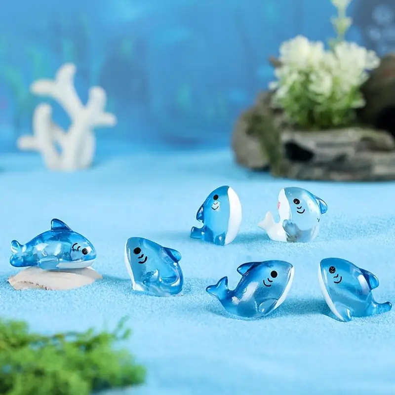 Summer Random Color Cute Shark Shaped Resin Ornament, 10pcs/30pcs Mini Simulation Cartoon Static Fish Decoration, Fish & Aquatic Supplies for Home & O