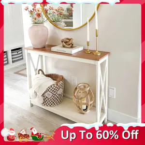 【Sophia & William】40" Long Farmhouse Console Table, X-Design Entryway Table for Hallway & Living Room
