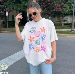 Comfort Colors Seashell Shirt, Beach Graphic Tee, Ocean Lover T-Shirt, Summer Vacation Top, Womens Coastal Shirt