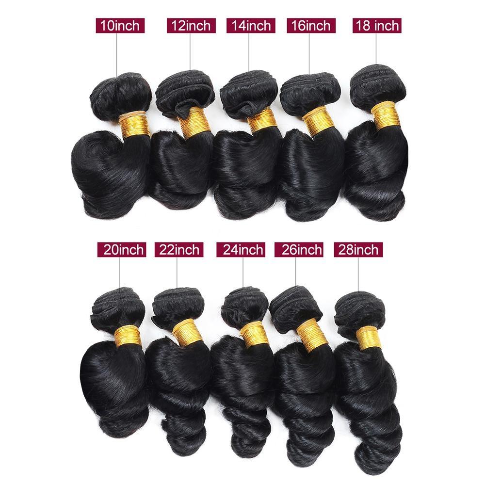 Odbe Hair 12A Loose Deep Wave Bundles Brazilian Virgin Human Hair Extensions 30 Inch Natural Black Virgin Hair Unprocessed Human Hair For Women