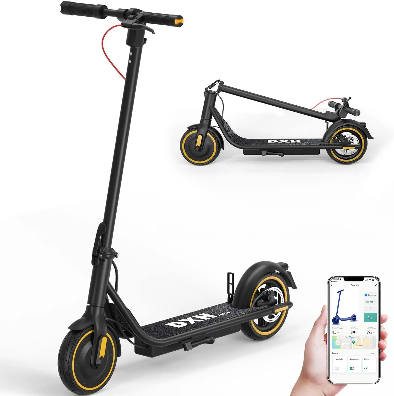 DXH X8 Electric Scooter for Adults 500W Motor 19MPH 21Miles Range Dual Braking Folding Design with APP Commuter Scooter