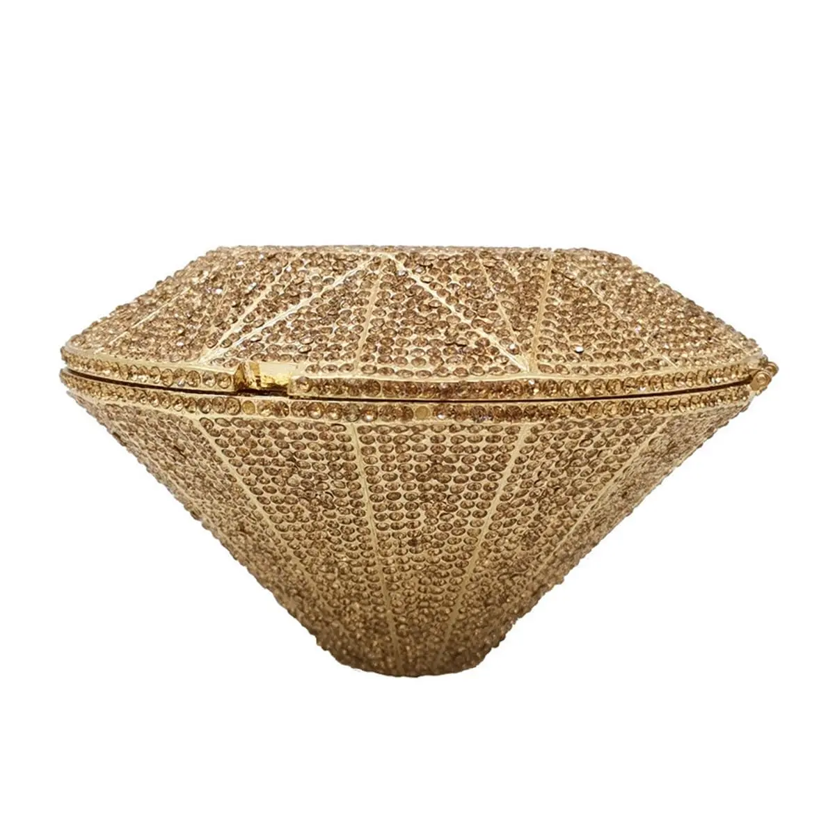 PSBIY Women's Rhinestone Embellished Evening Clutch - 3D Diamond Shape Silver Crystal Purse for Wedding, Formal Party Use