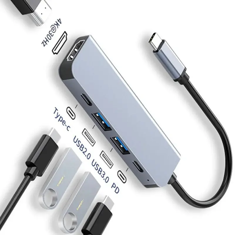 USB C Hub to 4K HDMI-Compatible USB 3.0 2.0 Type C PD Charging Dock for MacBook iPad Samsung S10 Dex TV Mouse Keyboard U Disk