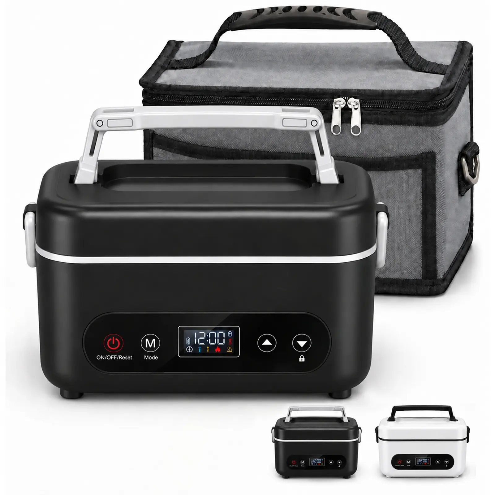 Rechargeable Lunch Box Warmer - 12000mAh No-Plug, Anti-Leak Leakproof Stainless-Steel & ABS Container, Includes Lid & Fork, Dishwasher-Safe for On-the-Go Hot Meals, Anti-Leak Lunch Boxes