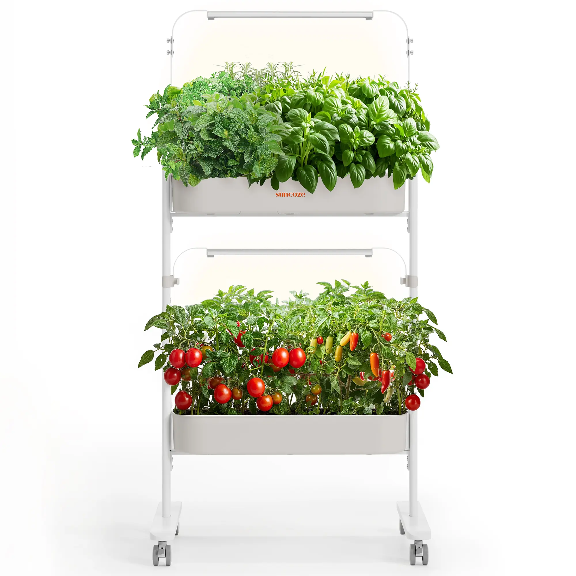 SUNCOZE Plastic Vertical Grow Hydroponics Kit - 2-Tier 24-Pod/3-Tier 30-Pod, 20W Full Spectrum LED Lights, Smart Controller, Easy Water Monitoring, Indoor Vegetable/Herb Grower, Modern & Gift-Ready for Beginners & Plant Lovers
