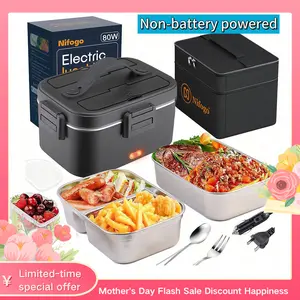 Electric Lunch Box 1.5L/1.8L Food Heater for Adults, 12V/24V/110V Portable Lunch Warmer Upgraded Heated Lunch Box for Car/Truck/Office with Fork&Spoon and Insulated Carry Bag