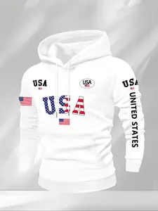 Men's Casual Loose Hooded Sweatshirt with Letter Print, Fleece Lined Pullover for Fall & Winter, Comfortable and Stylish Top, Graphic Hoodies