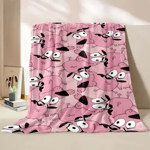 4 Sizes C-Courage The Cowardly Dog Printed Blanket Warm Soft and Comfortable Home Travel Blanket Sofa Bedding Cover Blanket Gift
