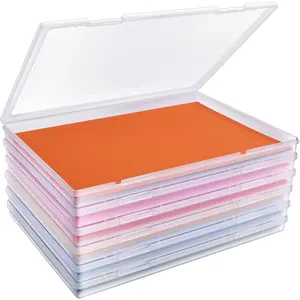 6 Pack Photo Storage Box, Fits 8" x 10" Photo, Large Plastic Scrapbook Paper Storage with Snap-Tight Latch, for Protecting Scrapbooks, Photos, Crafts, Office Supplies, Files