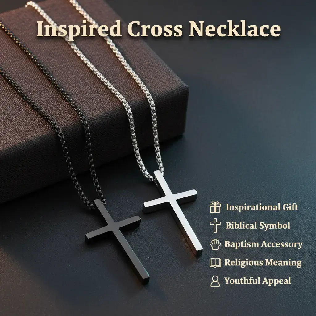 Men's Necklace with Engraved Bible Verse Pendant - Stainless Steel Box Chain, Inspirational Christianity Jewelry, Baptism Gift & Men's Accessories, Gifts For Boyfriend, Necklaces, Engraved Bible Verse Necklaces