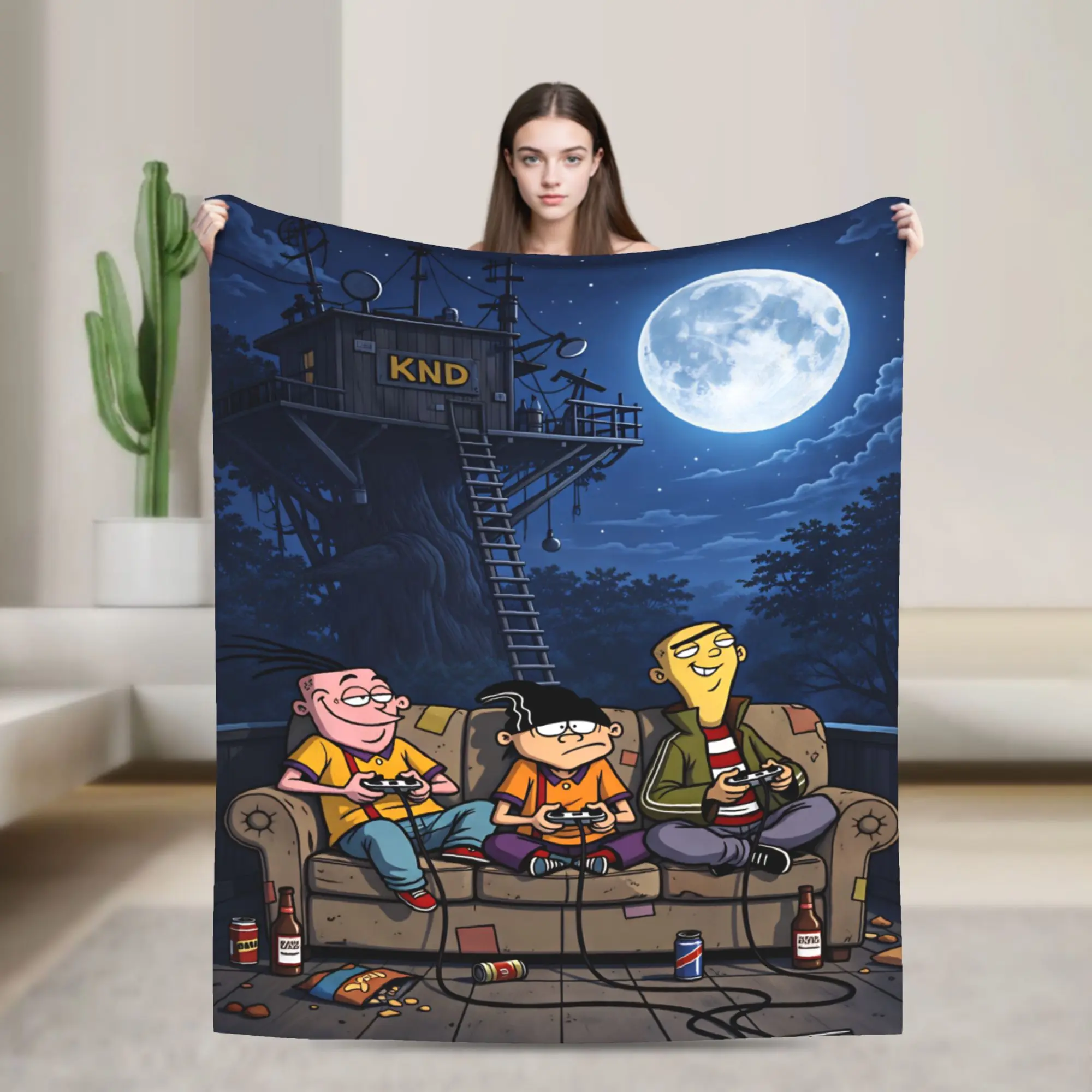 Classic Ed,Edd n Eddy Cartoon Printed Ultra-Soft Flannel Weave Multi-Size Throw Blanket - Cozy, Warm for Bedroom Couch - Retro Fun Gift for 80s Nostalgia Fans - Home Decor Essential