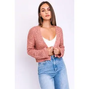 We Want Mauve Open Front Knit Cardigan