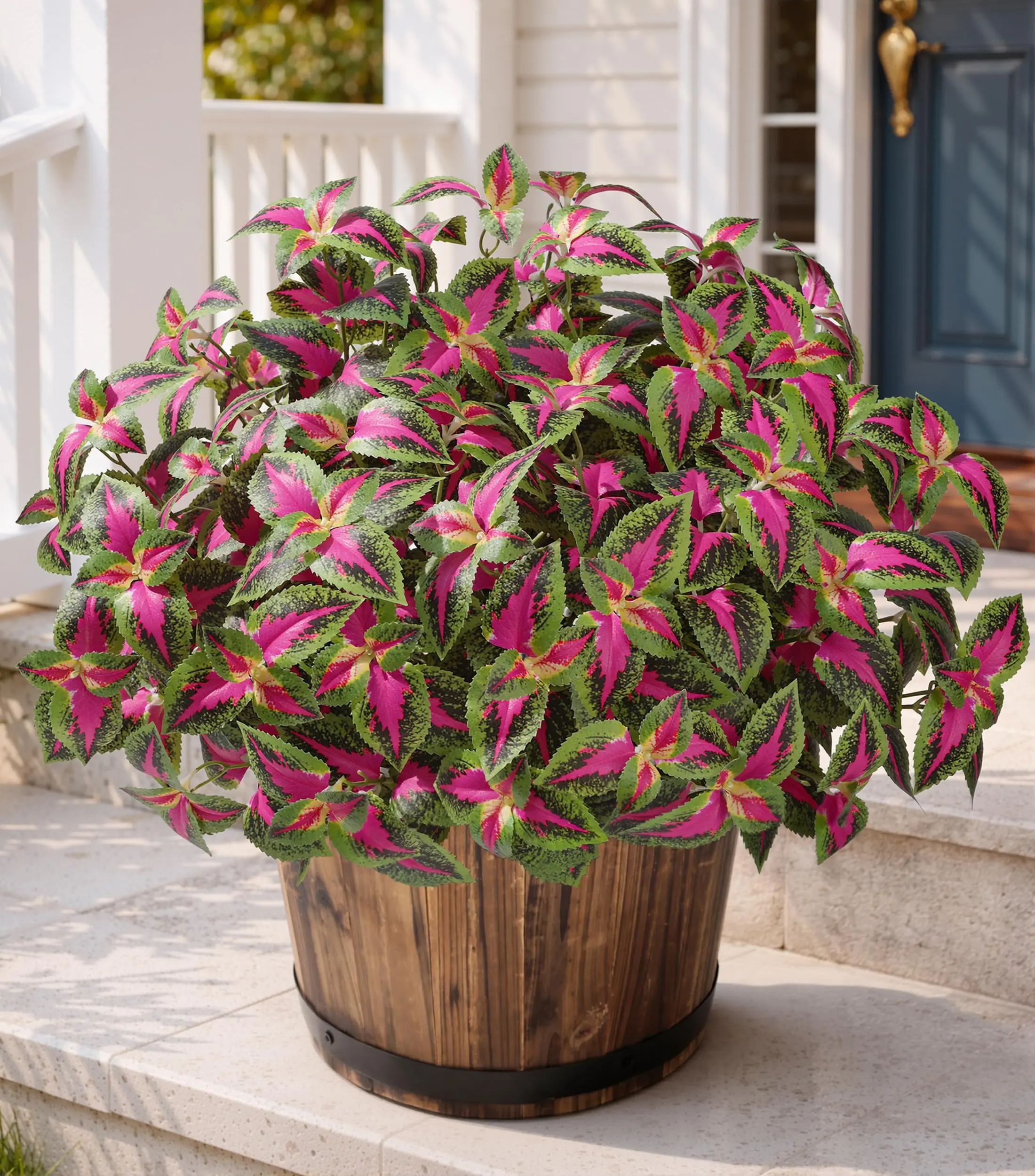 Ivydale Artificial Coleus Plants Outdoor 5 Pcs (Red) | UV Resistant Faux Silk Greenery with Stems, Fake Plant for Outside Porch Planters Garden Patio Hanging Pathway Decor