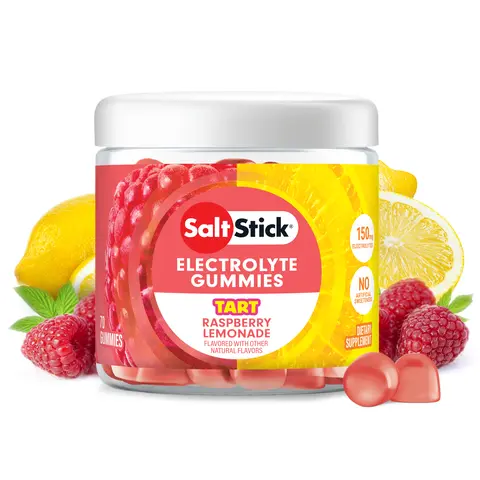 SaltStick Electrolyte Gummies, Hydration Gummies with Electrolytes, Tart Raspberry Lemonade, Gluten Free, 70 Count