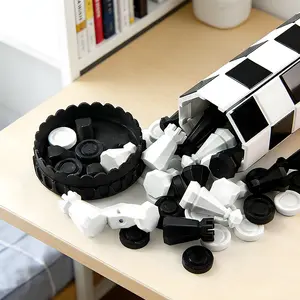 Chess Sets Travel Board Games Portable 2-in-1 Roll-Up Chess & Gomoku Set – Compact Cylinder Travel Game with Small Parts, Lightweight Plastic Board Game for Adults & Teens (Ages 8+)