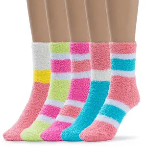Silky Toes Soft Fuzzy Socks for Women, Warm Fluffy Christmas Gift Socks in Matching Pouch for Sleeping Slipper House Socks 1B ASSORTED SOLID COLORS