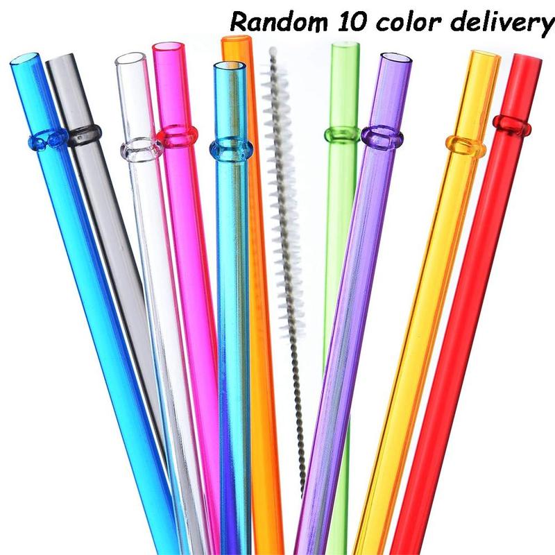Straws Random Random Color Reusable Straws, 10pcs Colorful Long Straws with 1 Brush ...