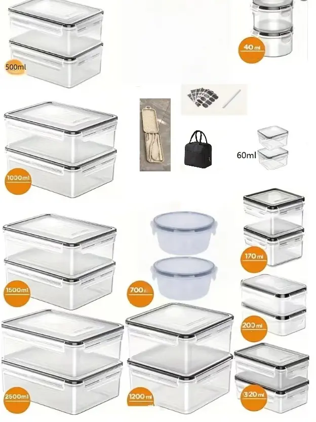 22 Pcs Versatile Storage Containers Set  - Clear & Durable - Ideal for Food & Essentials