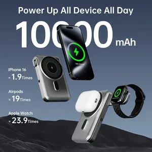 10000mAh MagSafe Magnetic Power gank-Fast Wireless Charging 15W+ 20W USB-C- Compatible with iPhone 13/14/15/16/17, Apple Watch& Apple Earbuds-Portable Charger for Travel,Slim & Lightweight,  Smartphone Compact Chargeable