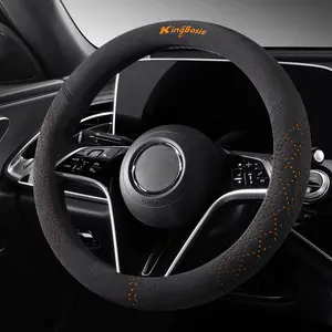 Four Seasons Universal Leather Car Steering Wheel Cover, Breathable Sweat Absorbing Velour, Fits Most Vehicle Models, Protective Car Steering Wheel Cover