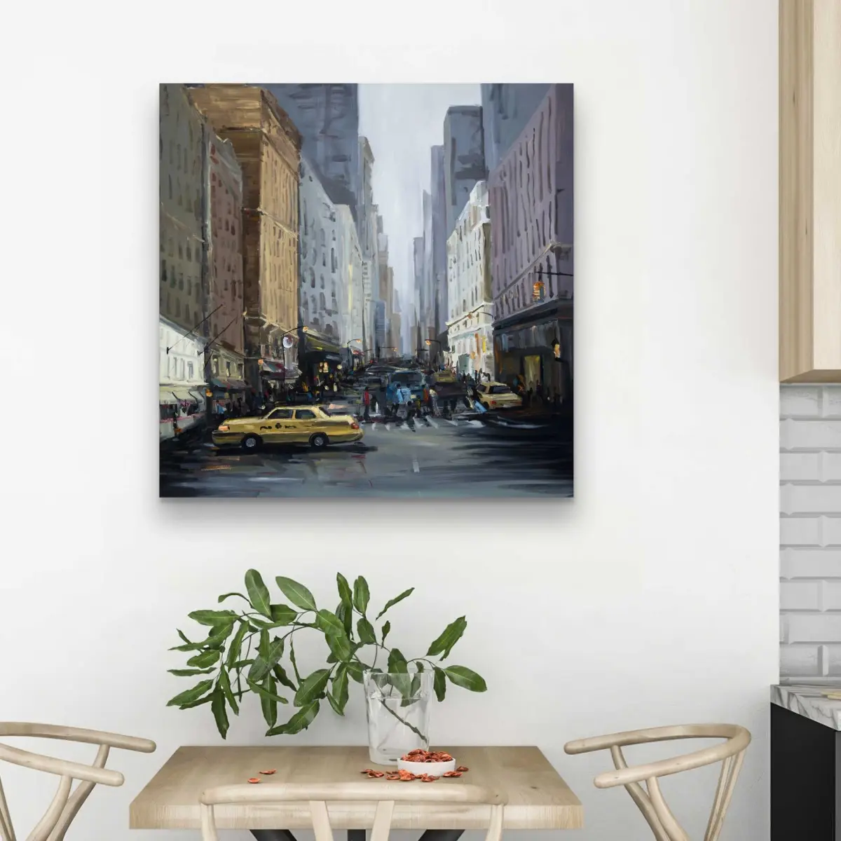 Begin Home Decor C1RC3232XXFR6L 32 x 32 in. In The City - Car Bedroom Canvas for Home Decor - Modern Art