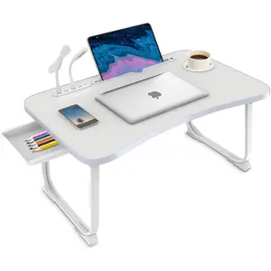 Laptop Bed Desk, Portable Foldable Laptop Bed Table with USB Charge Port Storage Drawer and Cup Holder,Lap Desk Laptop Stand Tray Table Serving Tray for Eating, Reading and Working