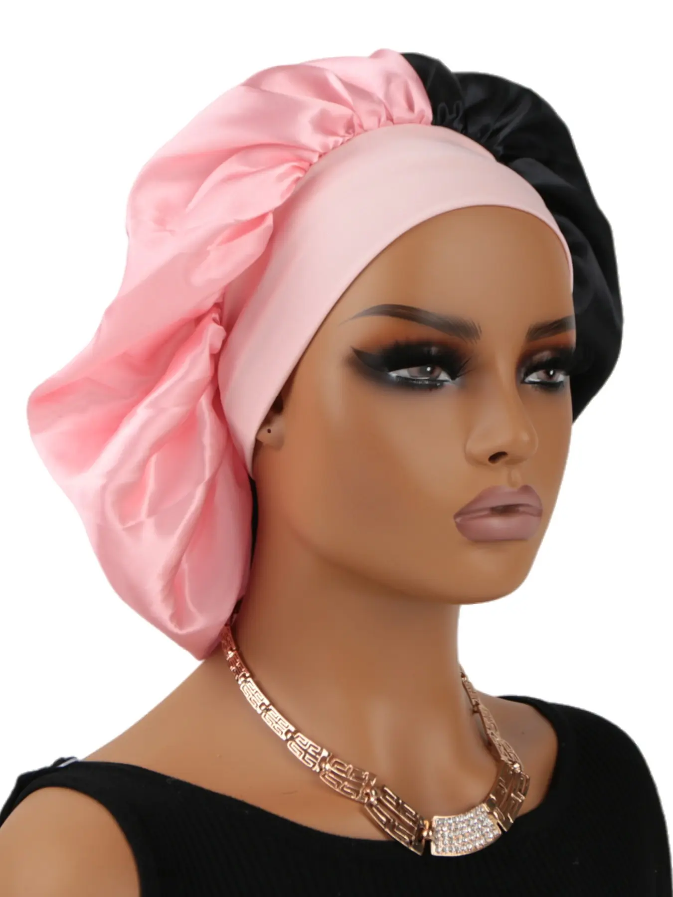 Trendy Two-Tone Sleep Cap for Men and Women, Sleeping Bonnet, Bonnets for sleeping, High-Quality Silk Touch Satin Sleep Cap, Wide Elastic Band Protects Hair, Soft Comfortable Material, Hair Care Cap