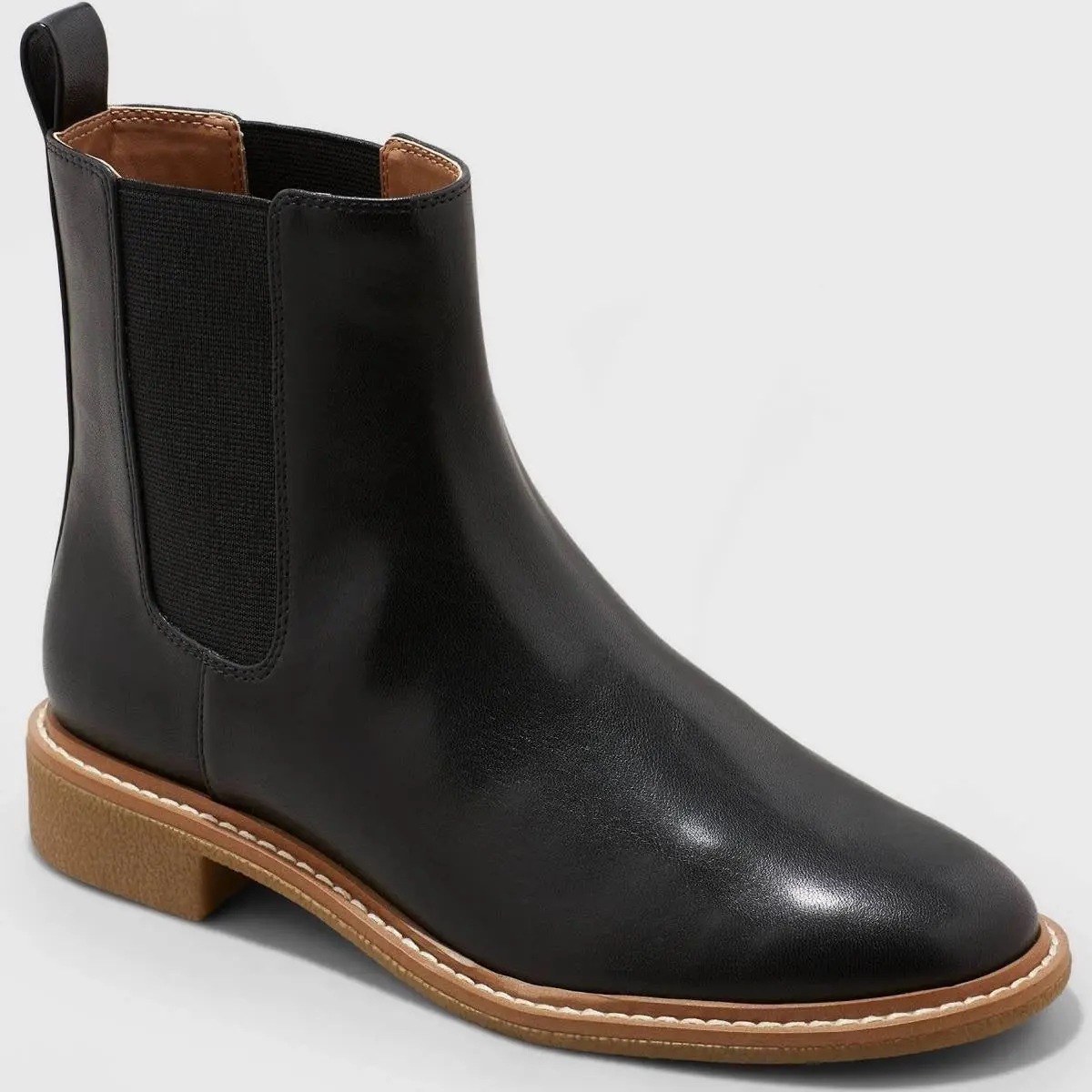 Women's Universal Thread Chunky Black Pearl Chelsea Boots - Size 6.5, Round Closed-Toe, Classic Casual Shoe for Leggings, Skirts
