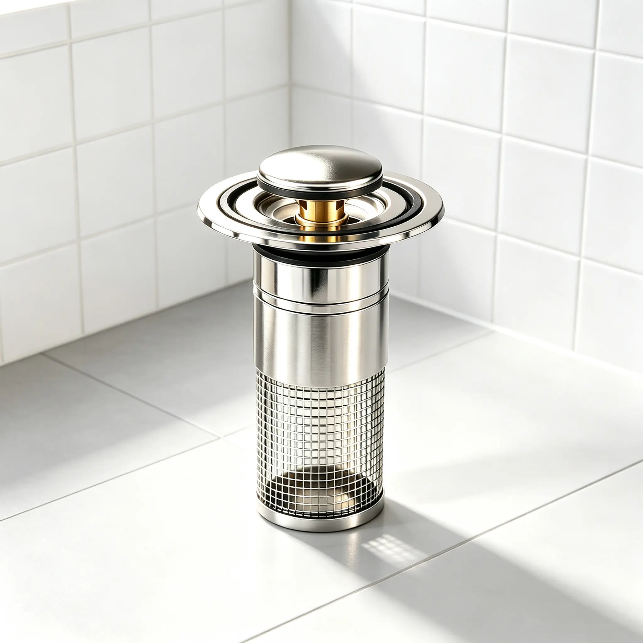 "Stainless Steel Modern Anti-Odor Bathroom Sink Stopper with Bouncing Core & Brass Pop-Up Drain Plug for Bathtub Home Goods ，universal bathtub drain stopper，bathroom sink strainer"
