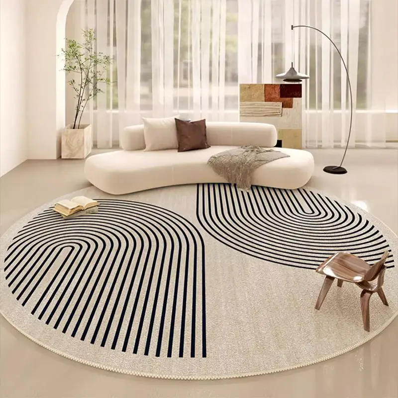 Abstract Line Pattern Round Area Rug, Non-slip Soft Floor Mat, Folding Decorative Carpet for Home Living Room Bedroom, Modern Runner Rug, Foldable Washable Floor Mat, Modern Geometric Rug, Modern Indoor Rug
