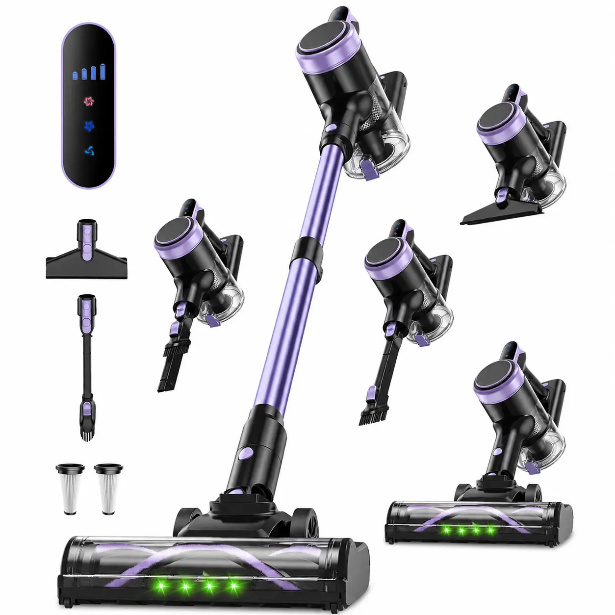 VICEASE Cordless Vacuum Cleaner for Home, 450W/38KPA/45min Self-Standing Stick Vacuum with LED Display, Charging Wall Dock, Anti-Tangle, Lightweight Handheld Vacuum for Pet Hair, Hard Floor, Carpet