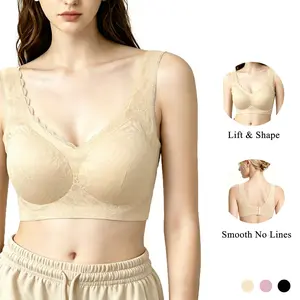 Wireless Lace Comfort Bra for Women, Wide Straps Full Coverage Bra, Adjustable Back Closure, No Digging Everyday Support Bra