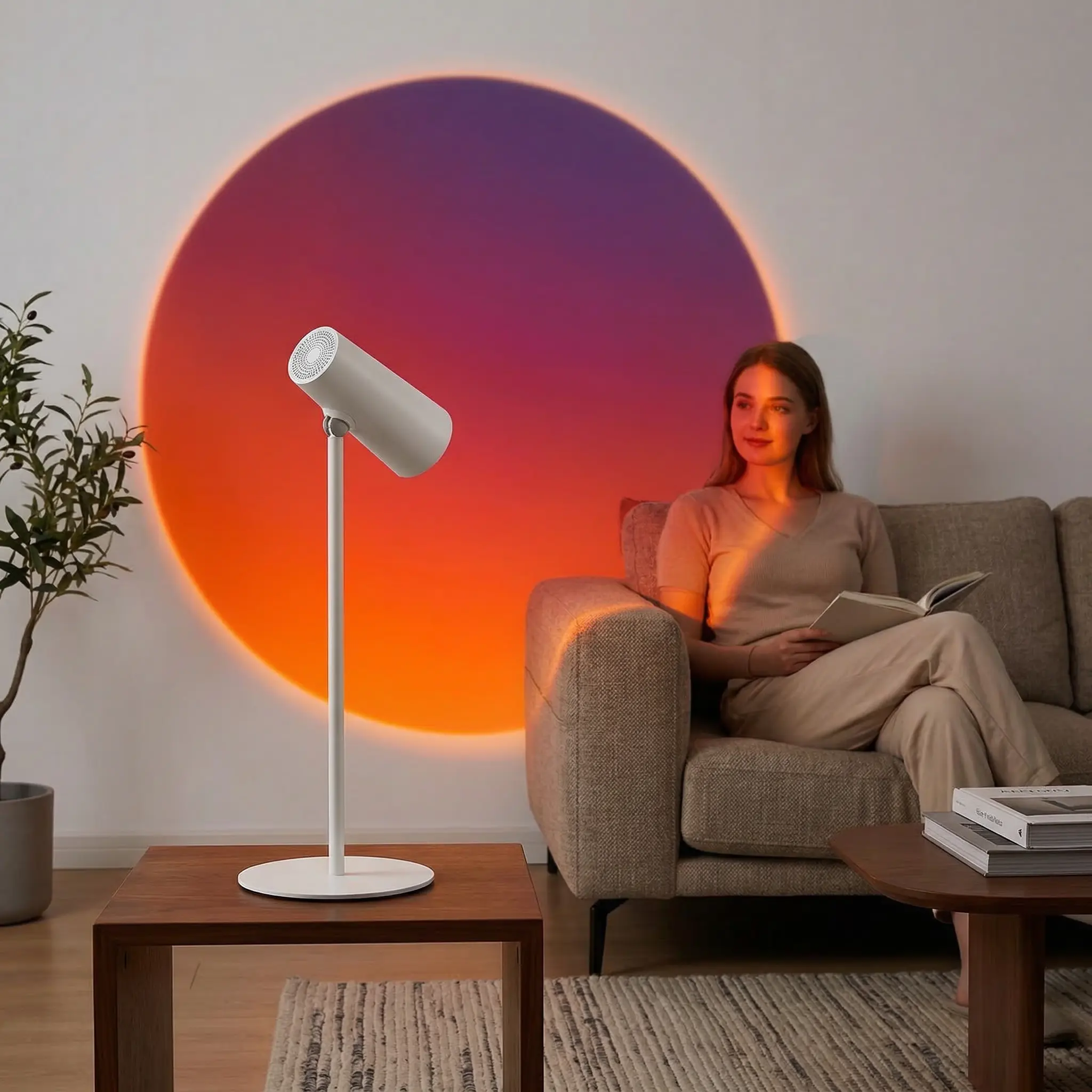 Dimmable Eye Protection Desk Lamp with Magnetic Detachable Light Head, 4-in-1 Cordless Table Lamp with 3 Color Lighting Modes, Adjustable Brightness, 360° Rotating Stand for Reading Study Bedroom Office Dorm Night Light Emergency Flashlight Sunset