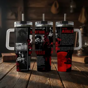 Arthur Morgan RDR 2 Insulated Stainless Steel Flask, Aesthetic Stylish Gothic Minimal Design, 24H Hot-Cold Drink Retention, Leakproof Portable Travel Water Bottle, Gift for Him