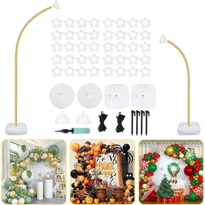 Balloon Arch Kit 9.35FT & 6FT, Free Bending Half Balloon Arch Stand with Base, Gold Balloon Arch Frame Backdrop for Wedding Birthday Baby Shower Yard Lawn Home Christmas Decorations