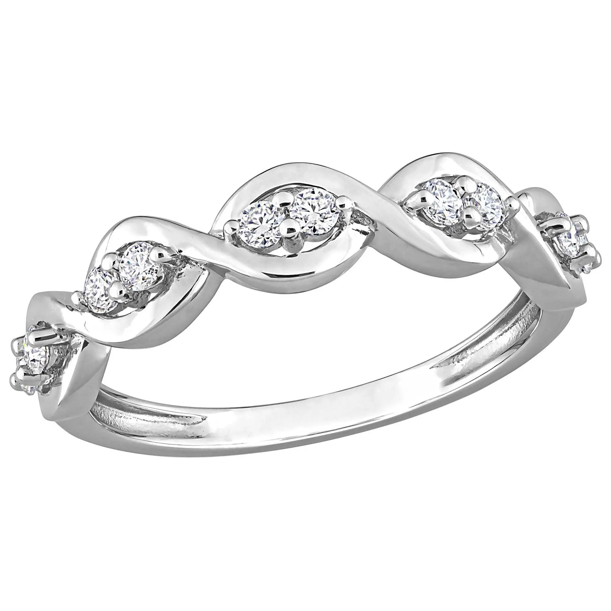 MoissanIce Moissanite 0.20 cttw Anniversary Ring, Sterling