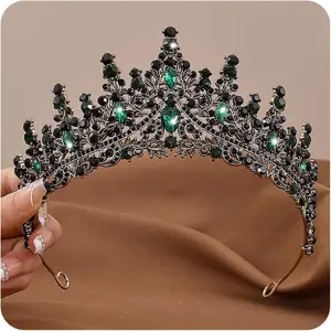 Crown and Tiara for Women Bridal Wedding Rhinestone Tiara Princess  Crown Gothic Black Tiara Headpieces for  Costume Birthday Party
