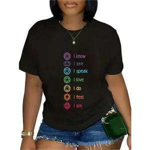 100% Cotton Chakra Alignment Yoga Meditation Spiritual T-Shirt Casual Short Sleeve Shirt Vintage Graphic Tees Shirts Women Clothing Spiritual Design Customized Gifts