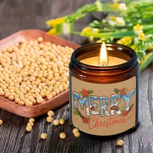 1pc Christmas lavender scented candle, soy wax, Christmas Tree Santa Design Christmas Gift Single Wick Candle for Family Friend, Oval Bottle, Xmas Thanksgiving Holiday Gift blessing