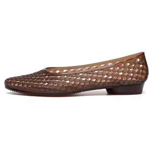 Women's Hollow Out Mesh Flat Shoes, Glitter Breathable Square Toe Low Heel Summer Sandals